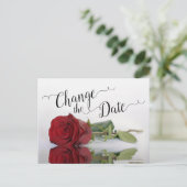 Verander de datum Elegante rode roos trouwfeest ui Aankondigingskaart (Staand voorkant)