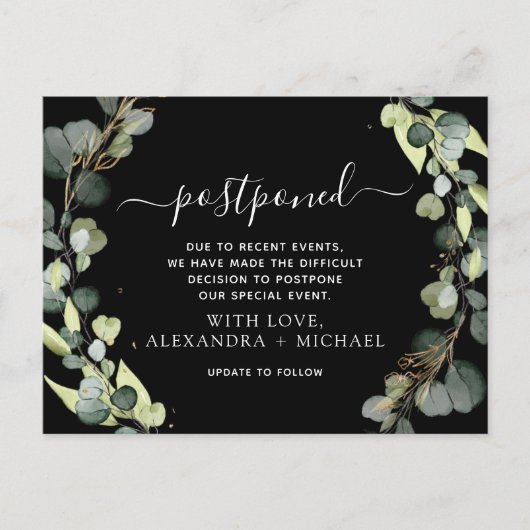 Verander de datum Eucalyptus Groen Uitgesteld Aankondigingskaart (Voorkant)