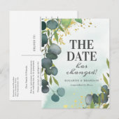 Verander de datum Eucalyptus Huwelijksupdate Aankondigingskaart (Voorkant / Achterkant)