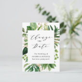 Verander de Datum Greenery Tropical Palm Leaves Briefkaart (Staand voorkant)