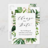 Verander de Datum Greenery Tropical Palm Leaves Briefkaart (Voorkant / Achterkant)