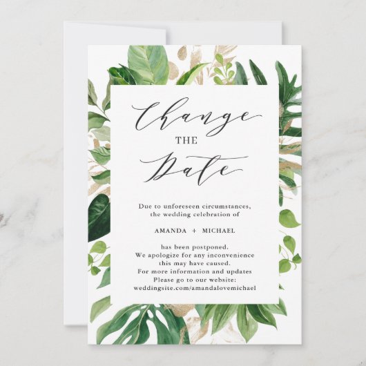 Verander de Datum Greenery Tropical Palm Leaves Kaart (Voorkant)
