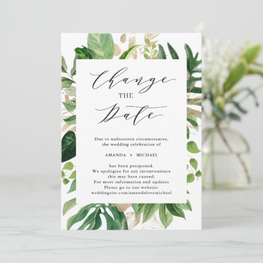Verander de Datum Greenery Tropical Palm Leaves Kaart (Staand voorkant)