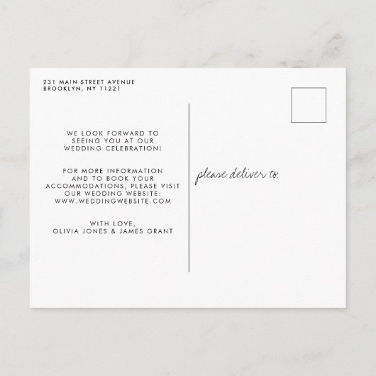 Verander de datum huwelijksuitstel aankondigingskaart (Achterkant)