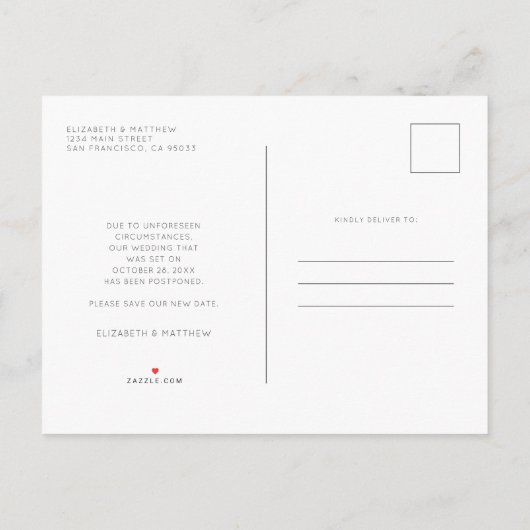 Verander de Datum Minimaliserende Aangepaste Fotob Aankondigingskaart (Achterkant)