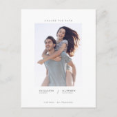 Verander de datum minimalist fotowedding op maat aankondigingskaart (Voorkant)