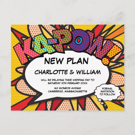 Verander de datum Modern Comic Book Fun Briefkaart (Voorkant)