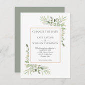Verander de datum moderne waterverf groen aankondigingskaart (Voorkant / Achterkant)