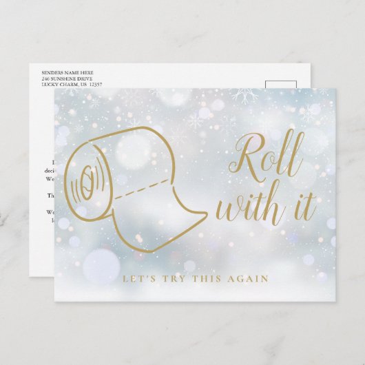 Verander de datum Nieuw plan Viering Winter Aankondigingskaart (Voorkant / Achterkant)