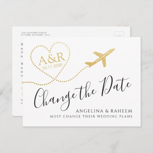 Verander de Datum Reizen Bestemmingsweduwschap Aankondigingskaart (Voorkant / Achterkant)