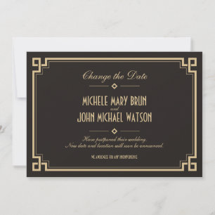 Verander de datum Retro Frame Art Deco Donkere Kaa Save The Date