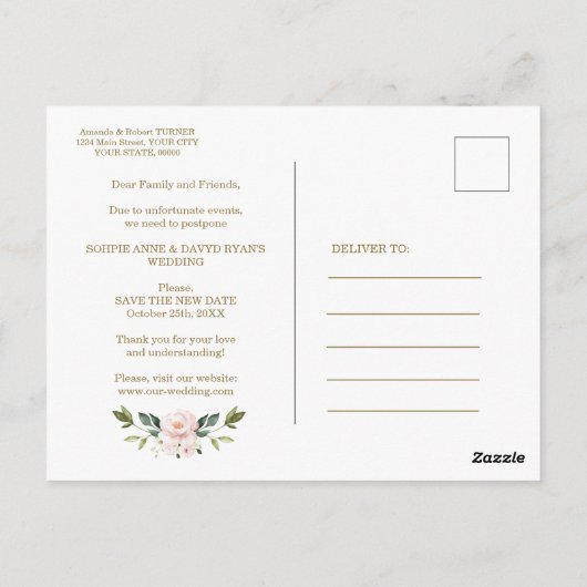 Verander de Datum Roze Band Briefkaart (Achterkant)