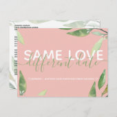 Verander de Datum Roze Botanische Weddenschap Aankondigingskaart (Voorkant / Achterkant)