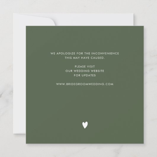 Verander de datum Script Modern  Calligraphy Groen Aankondiging (Achterkant)