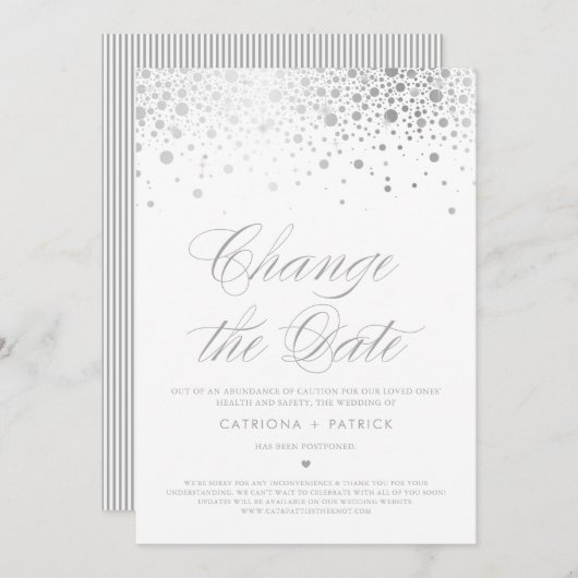 Verander de Datum Silver Foil Confetti die wordt u Kaart (Voorkant / Achterkant)