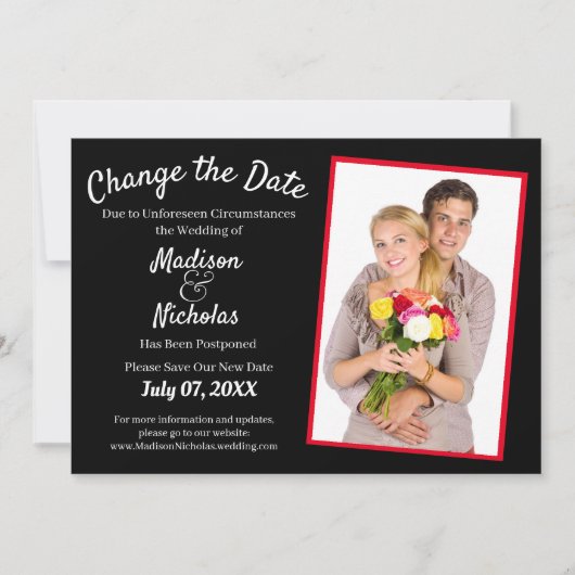 Verander de Datum toevoegen Fotobruiloft uitgestel Save The Date (Voorkant)
