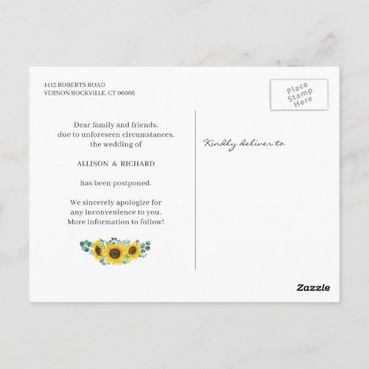 Verander de Datum Uitgestelde Eucalyptus Sunflower Briefkaart (Achterkant)