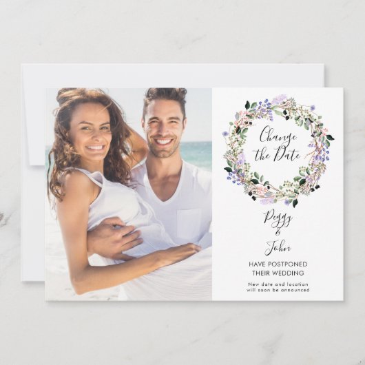 Verander de Datum Uitgestelde Geannuleerde Foto Save The Date (Voorkant)
