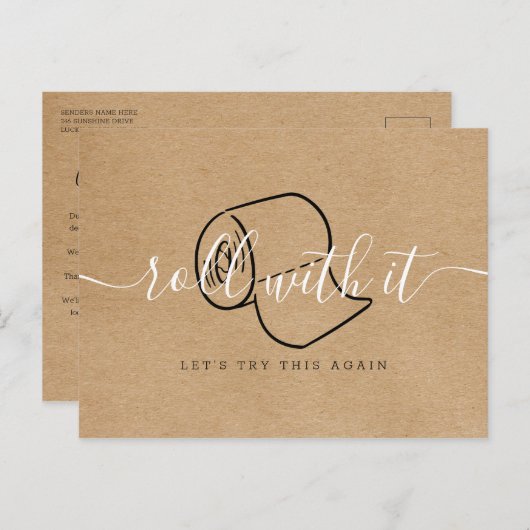 Verander de Datum Uitgestelde Geannuleerde Rustic Briefkaart (Voorkant / Achterkant)