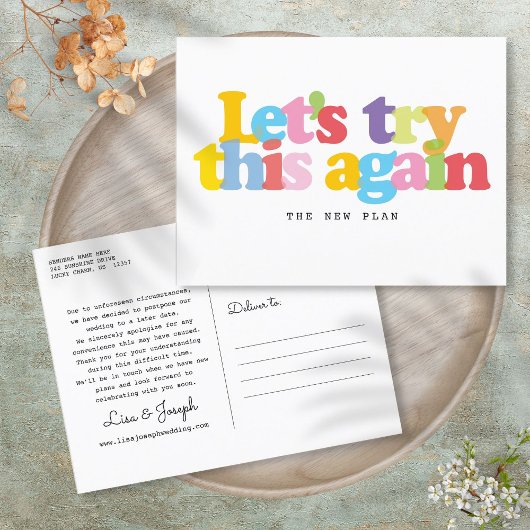 Verander De Datum Uitgestelde Gebeurtenis Kleurig Aankondigingskaart