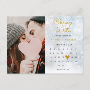Verander de datum Update kalender foto Winter Aankondigingskaart