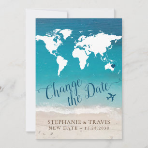 Verander de Datum van de Beach Bestemming Wedding Aankondiging