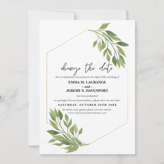 Verander de datum van de bruiloft Greenery en het  Save The Date (Voorkant)