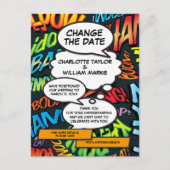 Verander de datum van de stripboek bruiloft uitste aankondigingskaart (Voorkant)