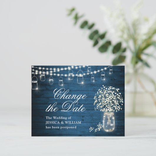 Verander de datum waarop Baby's Breath Mason Jar W Briefkaart (Staand voorkant)