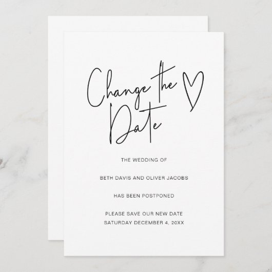 Verander de datum Wijziging van plannen Eenvoudige Save The Date (Voorkant / Achterkant)