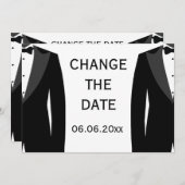 Verander De Datum Zwart-Wit Huwelijk Tussen Homose Save The Date (Voorkant / Achterkant)