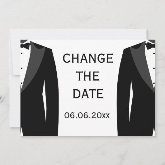 Verander de Datum zwarte en witte homobijn Save The Date (Voorkant)