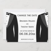 Verander de Datum zwarte en witte homobijn Save The Date (Achterkant)