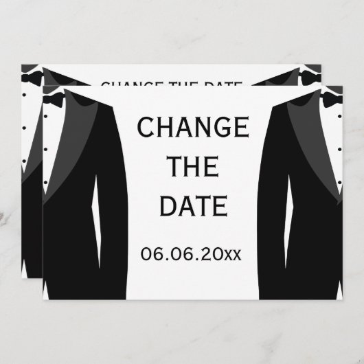 Verander de Datum zwarte en witte homobijn Save The Date (Voorkant / Achterkant)