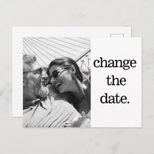 Verander de Datum Zwarte Witte Foto Eenvoudige bru Briefkaart (Voorkant / Achterkant)