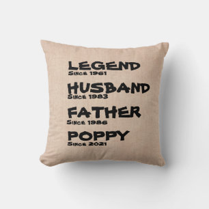 Verander elke naam Datum Legend Husband Grand Kussen