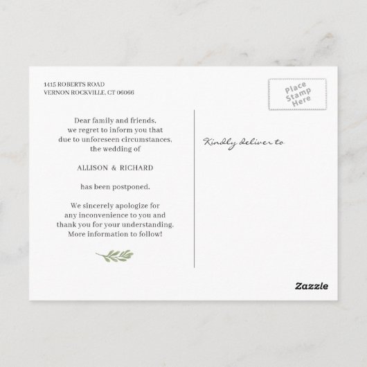 Verander het datum script rood witte bloem eucalyp briefkaart (Achterkant)