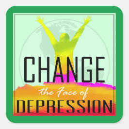 Verander het gezicht van depressie officiële Logo Vierkante Sticker