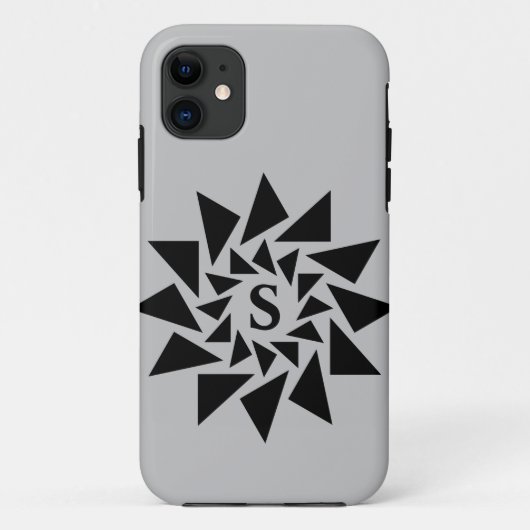 Verander Initiaal, Geometrische driehoeken, Zwart  Case-Mate iPhone Case (Achterkant)