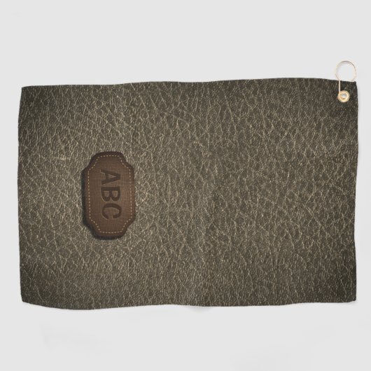 Verander Initiaal, leder leder in lederen badge Ki Golfhanddoek (Horizontaal)