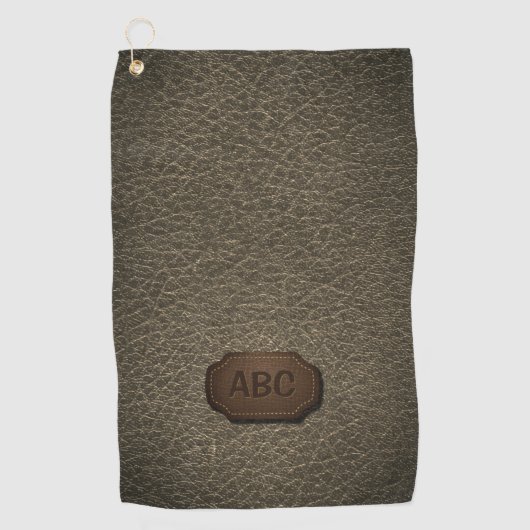 Verander Initiaal, leder leder in lederen badge Ki Golfhanddoek (Voorkant)