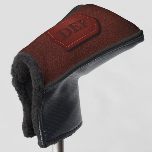 Verander Initiaal, leder ziet er donkerrood uit Golfheadcover (3/4 voorkant)