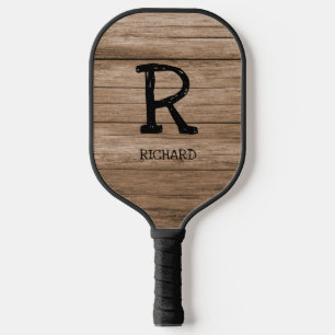 Verander Initiaal, Voeg Naam Toe, Houten Vloer Pickleball Paddle