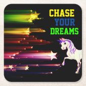 Verander je dromen vierkante kartonnen onderzetter (Voorkant)