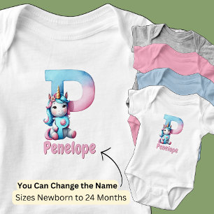 Verander Naam Mooi Roze Blauwe Mooie Letter P Eenh Romper