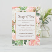 Verander Plannen Trouw Waterverf Goud Bloemig Roze Save The Date (Staand voorkant)