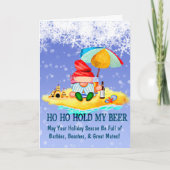Verander tekst, Beach Santa, houd mijn bier, Kerst Kaart (Voorkant)
