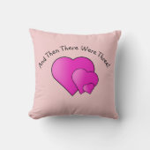 Verander tekst, dan waren er drie! Mauve Hearts Kussen (Voorkant)