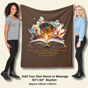 Verander tekst, de actie ontvouwt zich in je geest fleece deken