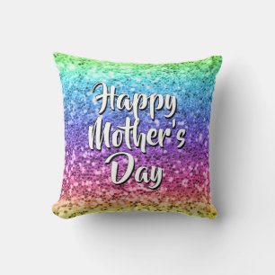 Verander tekst Happy Mothers Day Mam Rainbow Spark Kussen